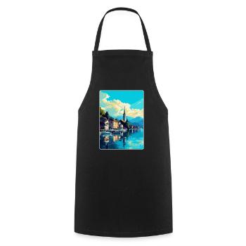 Bregenz Österreich Vintage Reiseplakat Souvenir WPA - Kochschürze - Schwarz - Vorne - AI Model Male 185 dark (185cm)