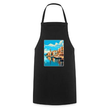 Rethymno Griechenland Vintage Reiseplakat Souvenir WPA - Kochschürze - Schwarz - Vorne - AI Model Male 185 dark (185cm)