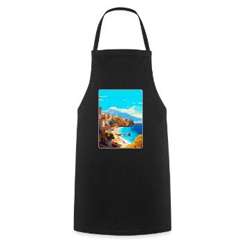 Crète Grèce Affiche de voyage vintage WPA Souvenir - Tablier de cuisine - noir - Devant - AI Model Male 185 dark (185cm)