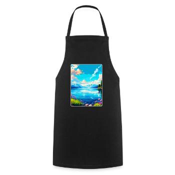 Lac Léman Suisse France Affiche de voyage WPA - Tablier de cuisine - noir - Devant - AI Model Male 185 dark (185cm)