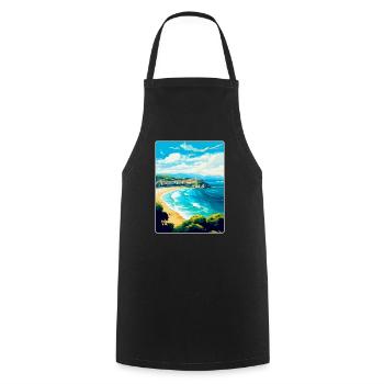 San Sebastian Spanien Vintage Reiseplakat Souvenir - Kochschürze - Schwarz - Vorne - AI Model Male 185 dark (185cm)