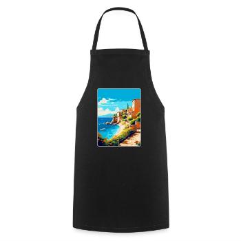 Costa Brava Spanien Vintage Reiseplakat Souvenir - Kochschürze - Schwarz - Vorne - AI Model Male 185 dark (185cm)