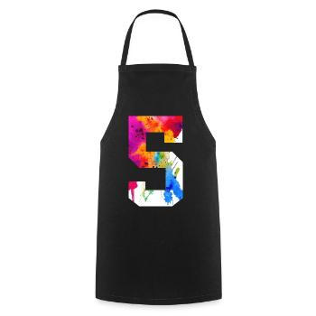 NUMBER 5 YEARS OLD 5TH BIRTHDAY - Cooking Apron - black - Front - AI Model Male 185 dark (185cm)