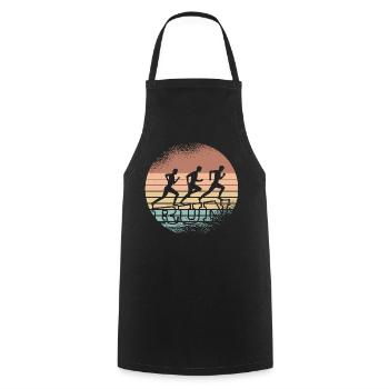 Retro-Sonnenuntergang Läufer-Trio - Kochschürze - Schwarz - Vorne - AI Model Male 185 dark (185cm)