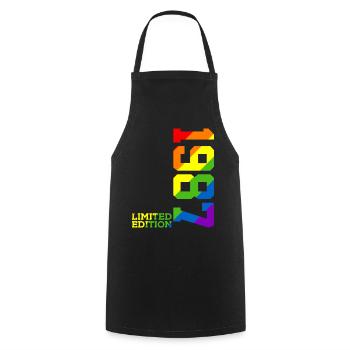 LGBTQ 1987 RAINBOW QUEER 39TH BIRTHDAY PRIDE - Cooking Apron - black - Front - AI Model Male 185 dark (185cm)