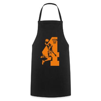 NUMMER 4 BASKETBALL 4. GEBURTSTAG - Kochschürze - Schwarz - Vorne - AI Model Male 185 dark (185cm)