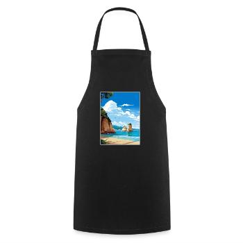 Cathedral Cove Neuseeland Vintage Reiseposter - Kochschürze - Schwarz - Vorne - AI Model Male 185 dark (185cm)