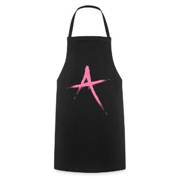 Buchstabe A Design Bürste in Rosa Pink - Kochschürze - Schwarz - Vorne - AI Model Male 185 dark (185cm)