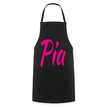 Pia Neon Script auf Schwarz - Kochschürze - Schwarz - Vorne - AI Model Male 185 dark (185cm)