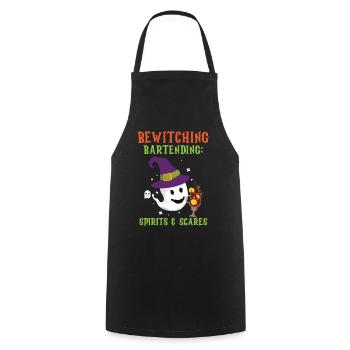 Verhexendes Bartending: Geister & Schreckgespenste - Kochschürze - Schwarz - Vorne - AI Model Male 185 dark (185cm)