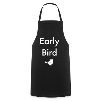 Early Bird - Frühaufsteher mit Vogel - Kochschürze - Schwarz - Vorne - AI Model Male 185 dark (185cm)