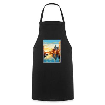 Venedig Italien Dekoration Markusplatz Souvenir - Kochschürze - Schwarz - Vorne - AI Model Male 185 dark (185cm)