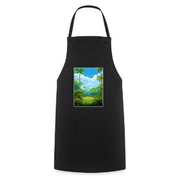 Nasse Tropen von Queensland Vintage-Reiseposter - Kochschürze - Schwarz - Vorne - AI Model Male 185 dark (185cm)