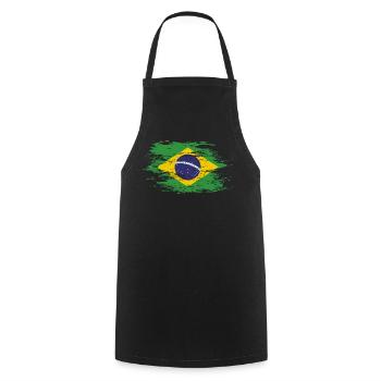 Brasilien Flagge used - Kochschürze - Schwarz - Vorne - AI Model Male 185 dark (185cm)