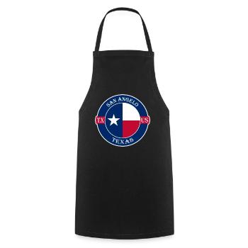 San Angelo Texas Flagge USA Reise Souvenir Abzeichen - Kochschürze - Schwarz - Vorne - AI Model Male 185 dark (185cm)