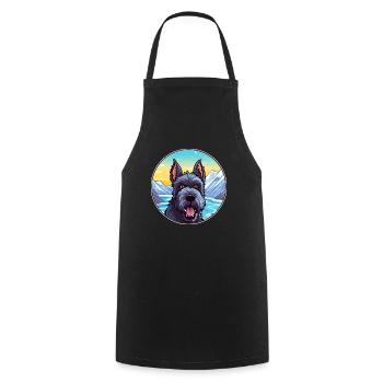 Scottish Terrier Hunderasse Karikatur Kawaii Watercol - Kochschürze - Schwarz - Vorne - AI Model Male 185 dark (185cm)
