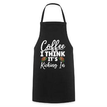 Kaffee, ich glaube, er fängt an zu wirken Tarsierf - Kochschürze - Schwarz - Vorne - AI Model Male 185 dark (185cm)