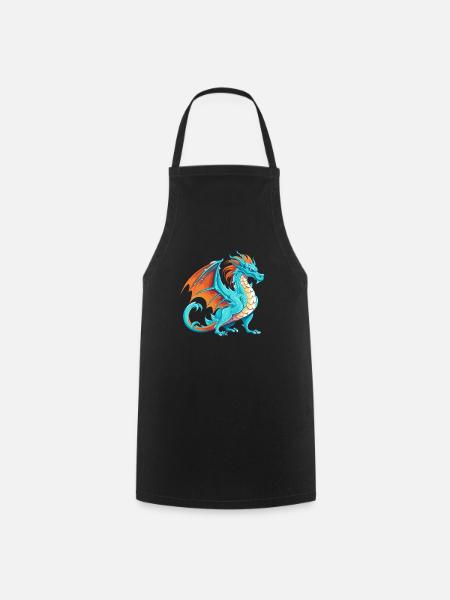 Drache Buntes Aquarell Cartoon Kawaii Tier - Kochschürze - Schwarz