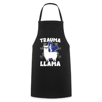 Trauma Llama Sanitäter Rettungsdienst - Kochschürze - Schwarz - Vorne - AI Model Male 185 dark (185cm)