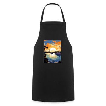 Pearl Harbor Hawaii Vintage Reiseposter Souvenir - Kochschürze - Schwarz - Vorne - AI Model Male 185 dark (185cm)