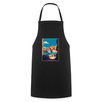 Valletta Malta Vintage Reiseposter WPA Souvenir - Kochschürze - Schwarz - Vorne - AI Model Male 185 dark (185cm)