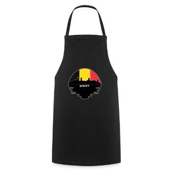 Gent Belgien Flagge Skyline Silhouette Reisen - Kochschürze - Schwarz - Vorne - AI Model Male 185 dark (185cm)