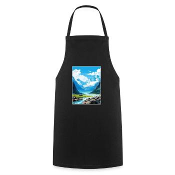 Franz Josef Gletscher Neuseeland Reiseposter - Kochschürze - Schwarz - Vorne - AI Model Male 185 dark (185cm)
