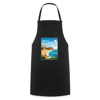 Lagos Portugal Vintage Reiseposter WPA Souvenir - Kochschürze - Schwarz - Vorne - AI Model Male 185 dark (185cm)