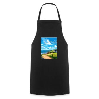 Polzeath Cornwall Vintage Reiseposter Souvenir - Kochschürze - Schwarz - Vorne - AI Model Male 185 dark (185cm)