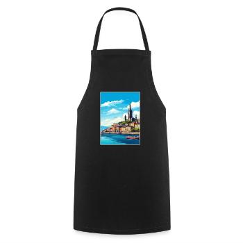 Santiago De Compostela Spanien Vintage Reiseposter - Kochschürze - Schwarz - Vorne - AI Model Male 185 dark (185cm)