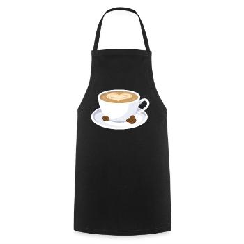 Kaffee Tasse Capuccino Milchkaffee Geschenk - Kochschürze - Schwarz - Vorne - AI Model Male 185 dark (185cm)