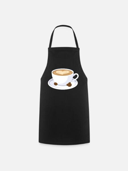 Kaffee Tasse Capuccino Milchkaffee Geschenk - Kochschürze - Schwarz