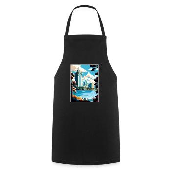 Oakland Kalifornien Vintage Reiseposter Souvenir - Kochschürze - Schwarz - Vorne - AI Model Male 185 dark (185cm)