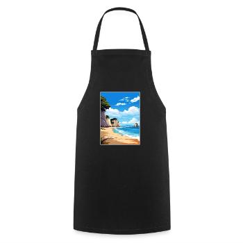 Cathedral Cove Marine Reserve Neuseeland Souvenir - Kochschürze - Schwarz - Vorne - AI Model Male 185 dark (185cm)