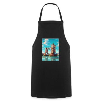Tower Bridge England Vintage Reiseposter WPA Kunst - Kochschürze - Schwarz - Vorne - AI Model Male 185 dark (185cm)