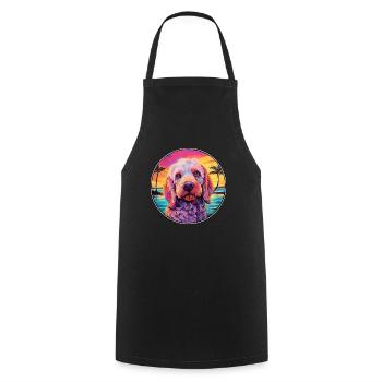 Pudelpointer Hunderasse bunte Karikatur Aquarell - Kochschürze - Schwarz - Vorne - AI Model Male 185 dark (185cm)
