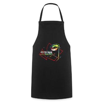 Pulsierender Steelpan Trommelklang - Kochschürze - Schwarz - Vorne - AI Model Male 185 dark (185cm)