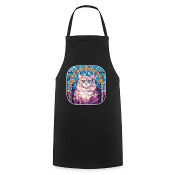 Bunte persische Katzenrasse Aquarellmalerei - Kochschürze - Schwarz - Vorne - AI Model Male 185 dark (185cm)
