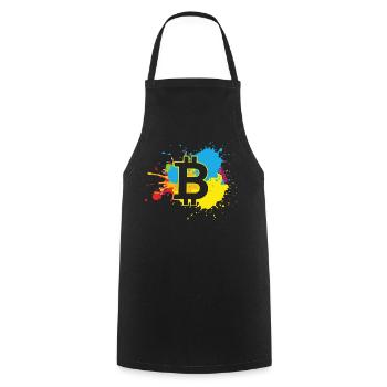 Bitcoin WasserfarbenBTC Crypto Moon - Kochschürze - Schwarz - Vorne - AI Model Male 185 dark (185cm)