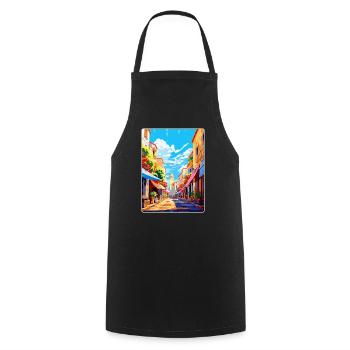 Perpignan Frankreich Vintage Reiseplakat Souvenir - Kochschürze - Schwarz - Vorne - AI Model Male 185 dark (185cm)