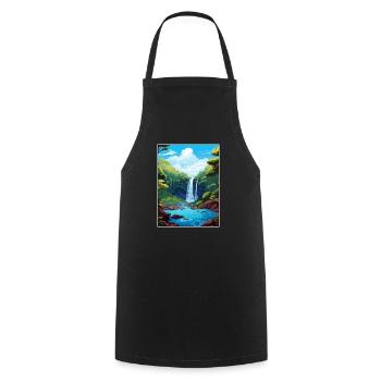Rio Celeste Wasserfall Vintage Reiseposter WPA - Kochschürze - Schwarz - Vorne - AI Model Male 185 dark (185cm)