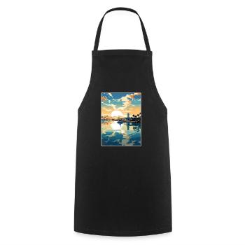 Pearl Harbor Hawaii Vintage Reiseposter Souvenir - Kochschürze - Schwarz - Vorne - AI Model Male 185 dark (185cm)