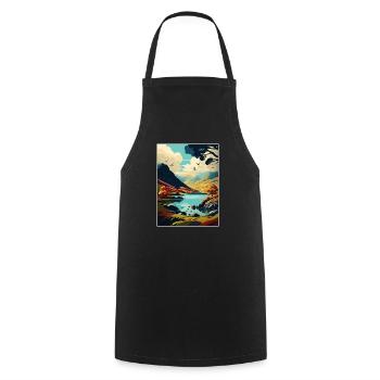Lake District Vintage Reiseposter WPA Souvenir - Kochschürze - Schwarz - Vorne - AI Model Male 185 dark (185cm)