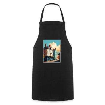 Hay On Wye Welsh Vintage Reiseposter Souvenir - Kochschürze - Schwarz - Vorne - AI Model Male 185 dark (185cm)