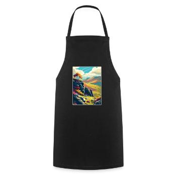 Peak District Uk Vintage Reiseposter Souvenir - Kochschürze - Schwarz - Vorne - AI Model Male 185 dark (185cm)