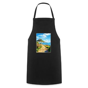 Marazion Cornwall Vintage Reiseposter Souvenir - Kochschürze - Schwarz - Vorne - AI Model Male 185 dark (185cm)