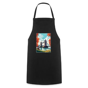Tower Bridge England Vintage Reiseposter WPA Kunst - Kochschürze - Schwarz - Vorne - AI Model Male 185 dark (185cm)