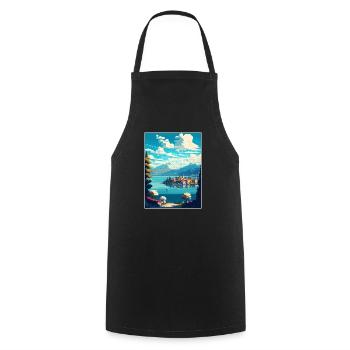 Lago Maggiore Schweiz Vintage Reiseposter - Kochschürze - Schwarz - Vorne - AI Model Male 185 dark (185cm)