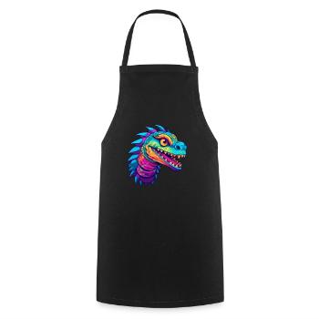 Basilisk Buntes Aquarell Cartoon Kawaii Tier - Kochschürze - Schwarz - Vorne - AI Model Male 185 dark (185cm)