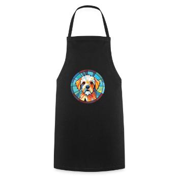 Französischer dreifarbiger Hundehund Rasse Aquarellglas - Kochschürze - Schwarz - Vorne - AI Model Male 185 dark (185cm)